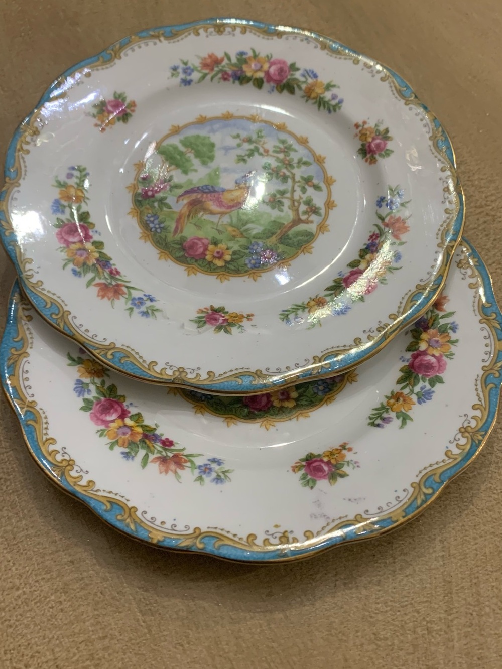 2 Floral Bird Royal Albert China Dessert porcelain luxury Plates